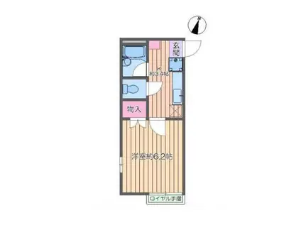 シャンフェルト西落合2(1K/1階)の間取り写真