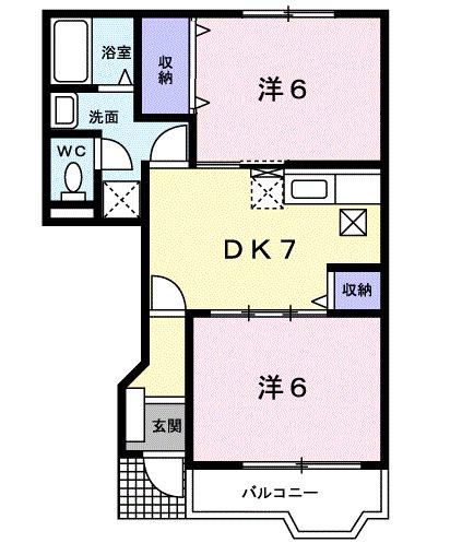 ドルフィンS(2DK/1階)の間取り写真
