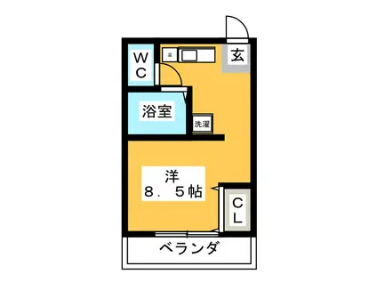 宮沢第三ビル(ワンルーム/2階)の間取り写真