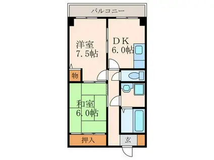 トーシンハイツ桃山(2DK/3階)の間取り写真