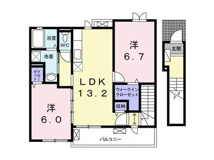 オリーブハウス(2LDK/2階)の間取り写真