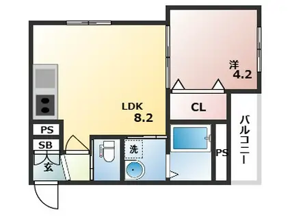 GRANDIR公立大前PRIMO(1LDK/2階)の間取り写真