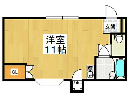 シャルム山村 PARTI(ワンルーム/1階)の間取り写真