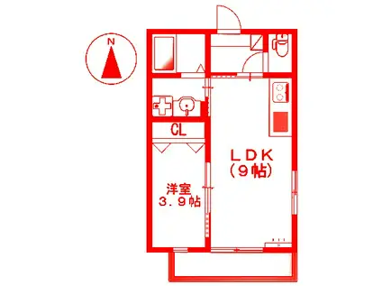 SEIMO PALASE II(1LDK/1階)の間取り写真