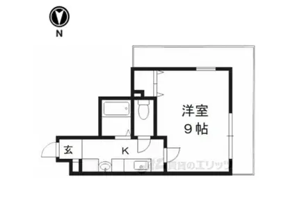 ハウスセゾン御所南(1K/14階)の間取り写真