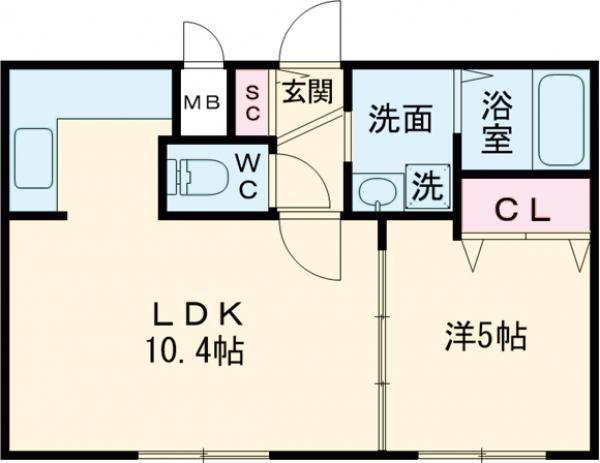 ブリエ・アサヒ(1LDK/4階)の間取り写真