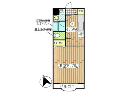 エスペランサクリア(1DK/1階)の間取り写真