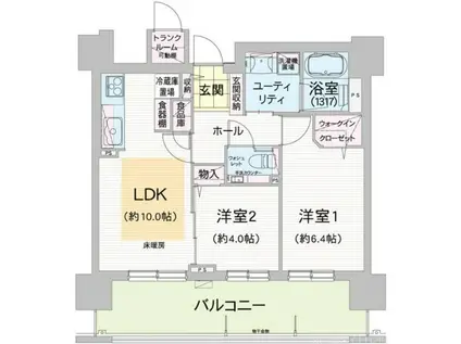 グランファーレ平岸パークヒルズ(2LDK/3階)の間取り写真