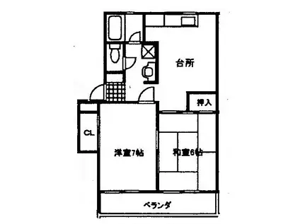 サンシャインコーポラス(2DK/1階)の間取り写真