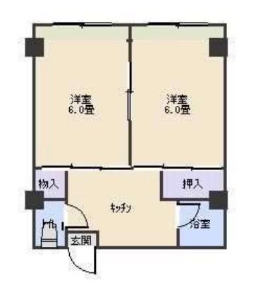 福山不動産ビル(2DK/3階)の間取り写真