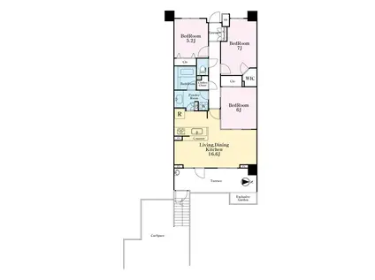 ダイアパレス蘇我 VI(3LDK/1階)の間取り写真