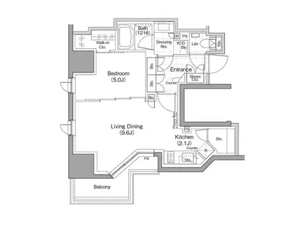 ザ・パークハビオ横浜関内(1LDK/14階)の間取り写真