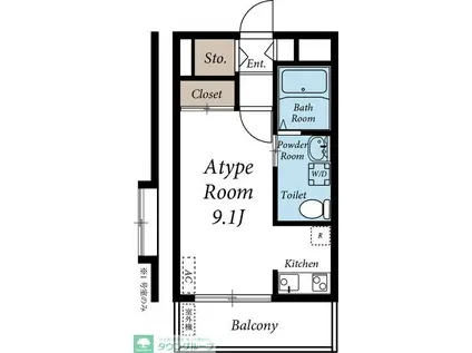 グリシーヌ(ワンルーム/2階)の間取り写真