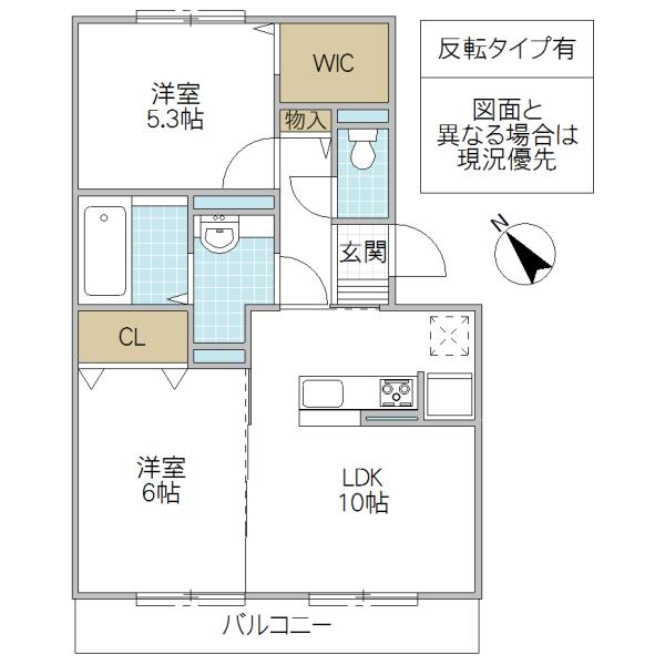 ライトパレスうずら野(2LDK/1階)の間取り写真