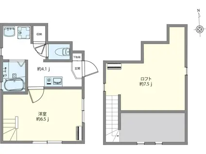 ボエール太子堂(1K/1階)の間取り写真