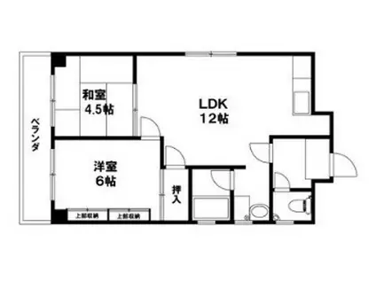 土佐堀ハイツ(2LDK/6階)の間取り写真