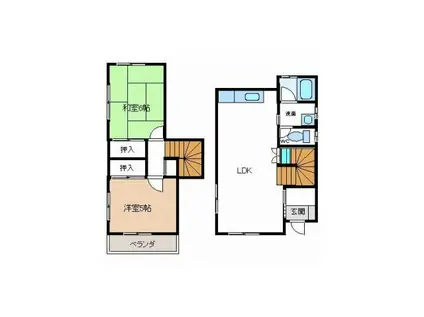 タウンハウスはやま(2LDK/2階)の間取り写真