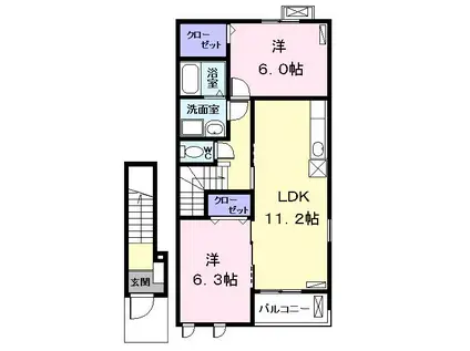 アイランド・ヴィレッジII(2LDK/2階)の間取り写真