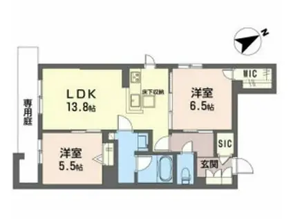 グランフィールド(2LDK/1階)の間取り写真