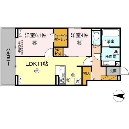 B-KUBUS(2LDK/1階)の間取り写真