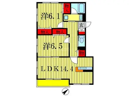 カスティージョB棟(2LDK/3階)の間取り写真