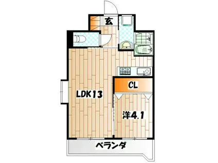 戸畑駅前銀座ビル(1LDK/10階)の間取り写真