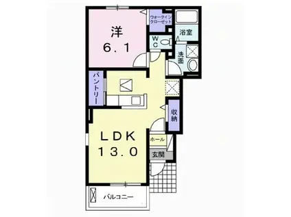プローテIII・B(1LDK/1階)の間取り写真