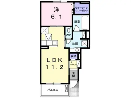 ピアガーデン(1LDK/1階)の間取り写真