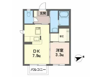 エクセル・II(1DK/1階)の間取り写真