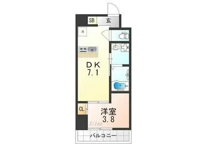 ウインズコート京都西陣(1DK/7階)の間取り写真