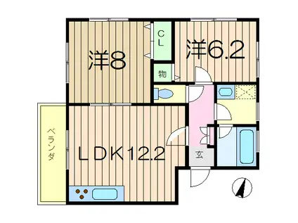 シーサイドヒルズ(2LDK/3階)の間取り写真