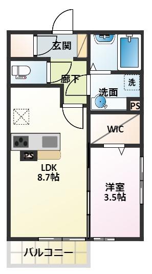 セゾンフィール(1LDK/2階)の間取り写真