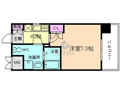 アスリート江坂II番館(1K/7階)の間取り写真