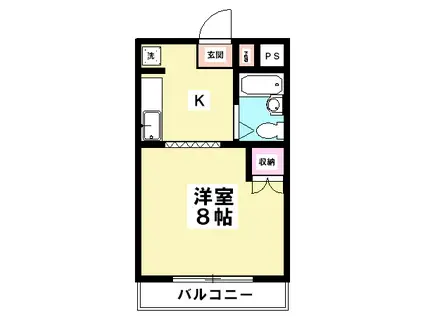 マウントヴィレッヂV(1K/2階)の間取り写真