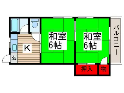 コーポ山野辺(2K/2階)の間取り写真