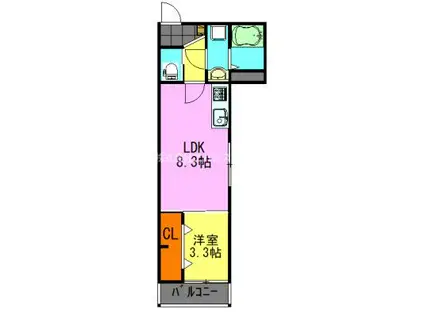 クアトロ本千葉(1LDK/2階)の間取り写真