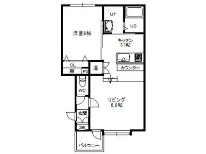 キャメロット(1LDK/2階)の間取り写真