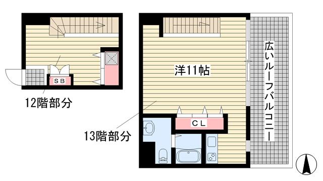 グラージェ三宮(ワンルーム/12階)の間取り写真