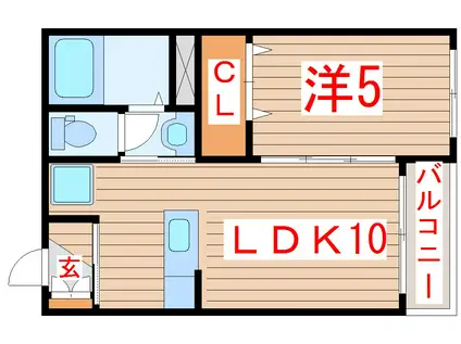 エターナルウィステリア(1LDK/1階)の間取り写真