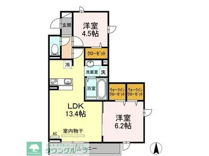 ゼファーコートII(2LDK/3階)の間取り写真