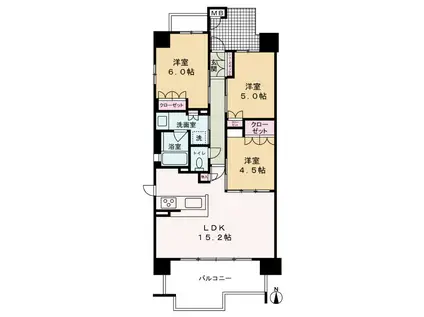 ザ・大阪レジデンス梅田扇町公園(3LDK/5階)の間取り写真