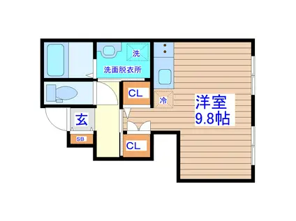 グランソレイユ(1K/1階)の間取り写真