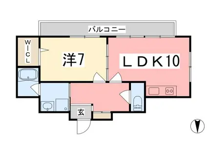 KEIマンション(1LDK/6階)の間取り写真