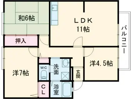 サンガーデン日根野A棟(3LDK/1階)の間取り写真