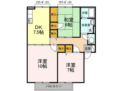 ファミールド鹿児B棟(3DK/2階)の間取り写真