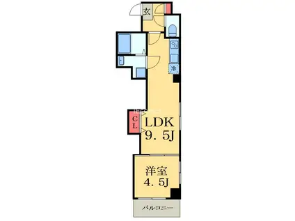 ベルテ千葉中央(1LDK/9階)の間取り写真