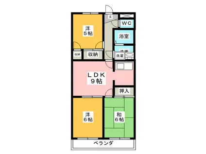 シーザースパレス野町(3LDK/2階)の間取り写真