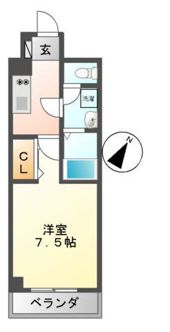MELIV鶴舞(1K/2階)の間取り写真