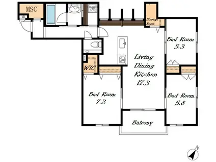 セレニティー本山(3LDK/2階)の間取り写真