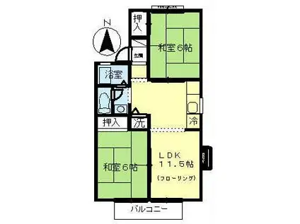 ロイヤルセゾンB(2LDK/2階)の間取り写真
